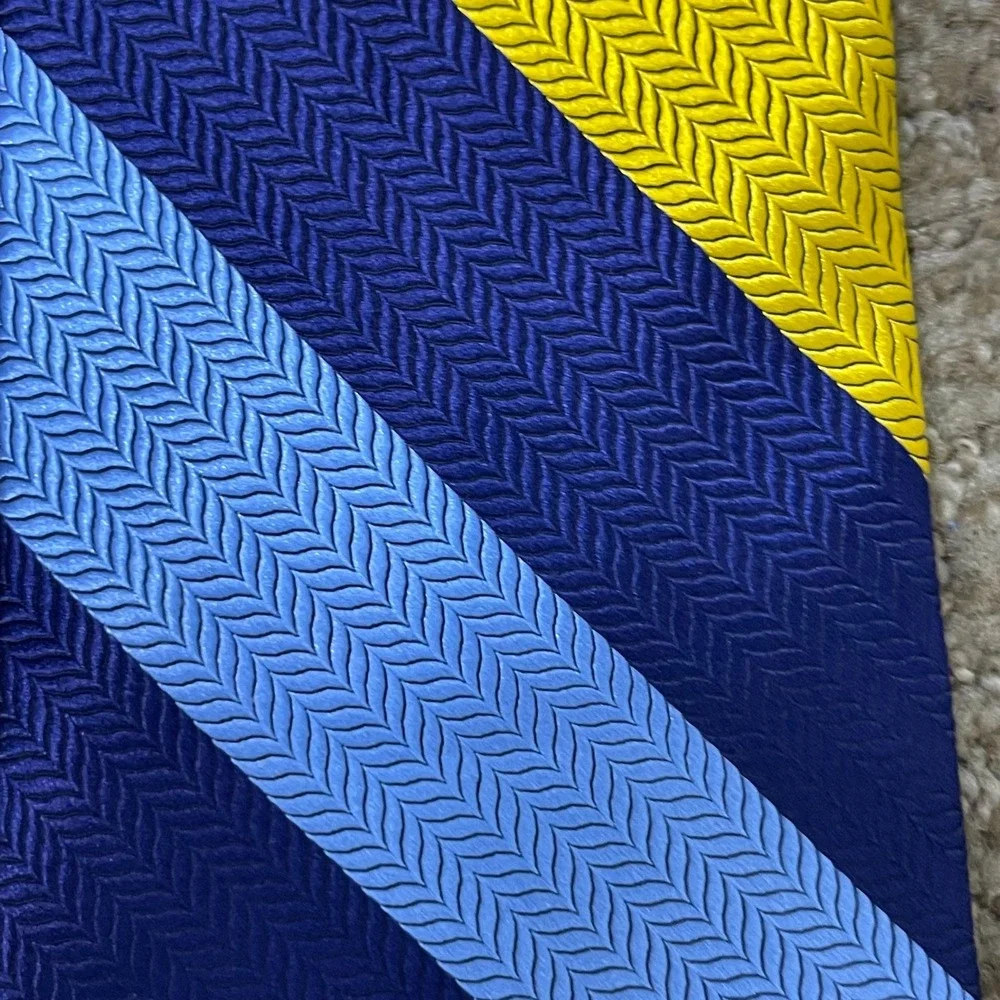 Brooks Brothers 346 Silk Repp Stripe Tie‎ Blue Yellow Classic Preppy